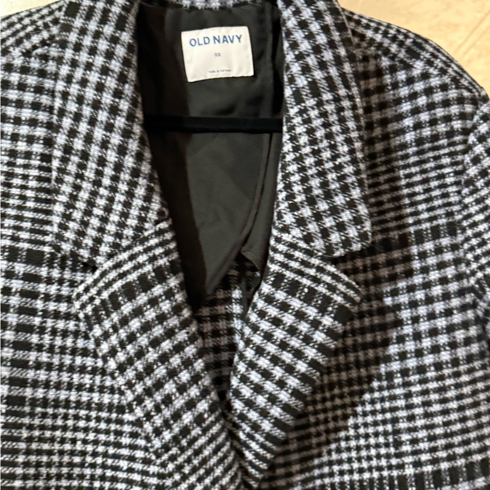 NWT Old Navy Soft Black/White Checkered Blazer 🌹3X SOLD OUT BC BAG 06 - Picture 5 of 6